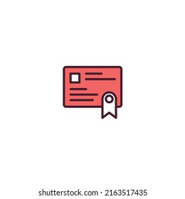 Icono de línea de certificado rellenado. signo de estilo lineal para concepto móvil y diseño web. Icono de vector de línea rellenada de certificado. Símbolo, ilustración del logotipo. Gráfico vectorial