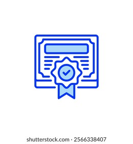 Certificate Filled Line Icon. linear style sign for mobile concept and web design. Outline vector icon.
