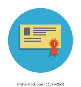 certificate for first place colored in blue badge icon. Element of school icon for mobile concept and web apps. Detailed certificate for first place icon can used for web