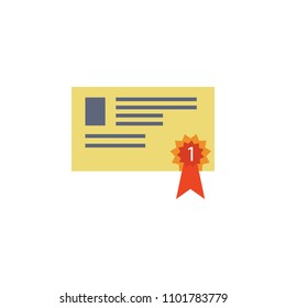 certificate for first place colored icon. Element of school icon for mobile concept and web apps. Detailed certificate for first place icon can used for web and mobile. Simple icon on white background