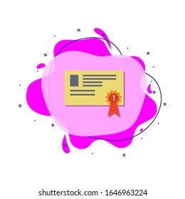 Certificate for first place colored icon. Simple color vector of education icons for ui and ux, website or mobile application