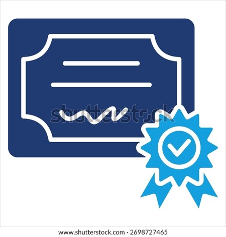 Certificate Flat Blue Icon Vector Illustration