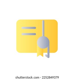 Certificate flat gradient two-color ui icon. Appreciation letter. Outstanding student award. Simple filled pictogram. GUI, UX design for mobile application. Vector isolated RGB illustration