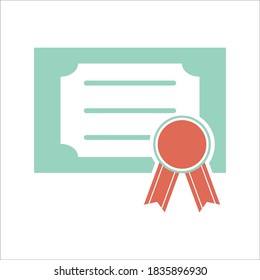 Ilustración de plantilla de vectores de diseño de iconos planos de certificado