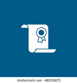 Certificate Flat Icon On Blue Background