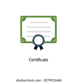 Certificate Flat Icon. Pixel Perfect. For Mobile and Web. stock illustration