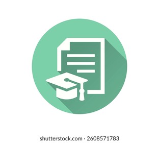 Certificate flat icon. Simple illustration with long shadow for graphic and web design.