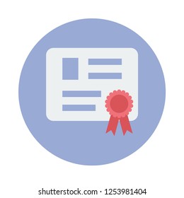 Certificate flat icon. You can be used certificate icon for several purposes like: websites, UI, UX, print templates, presentation templates, promotional materials, web and mobile phone apps.