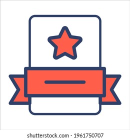 certificate flat line icon modern illustration