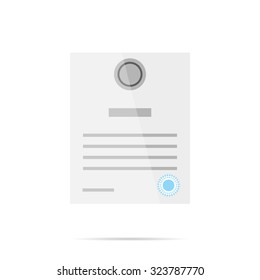 Certificate in a flat style with  shadow circle