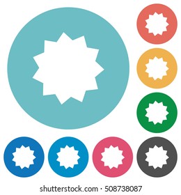 Certificate flat white icons on round color background.