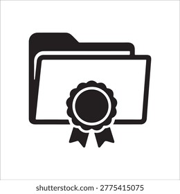 Certificate Folder Icon, Award Document Storage, Achievement File Solid