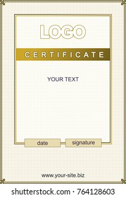 Certificate form on squared paper