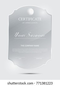 Certificate frame background with glass material