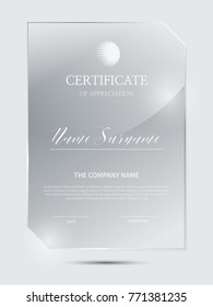 Certificate frame background with glass material