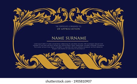 Certificate Frame Ornaments Luxury illustrations for your work Logo, mascot merchandise t-shirt, stickers and Label designs, poster, greeting cards advertising business company or brands.