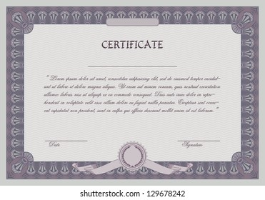 Certificate frame template. Retro style