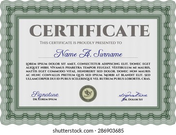 Certificate. Frame certificate template Vector.Lovely design. With complex background. 