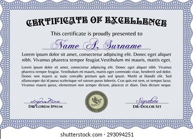 Certificate. Frame certificate template Vector.Lovely design. With complex background. 