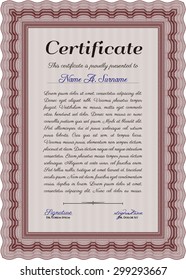 Certificate. Frame certificate template Vector.Lovely design. With complex background. 