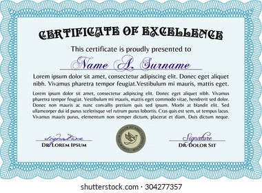 Certificate. Frame certificate template Vector.Lovely design. With complex background. 
