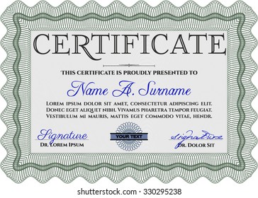 Certificate. Frame certificate template Vector.Lovely design. With complex background. 