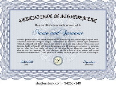 Certificate. Frame certificate template Vector.Lovely design. With complex background. 