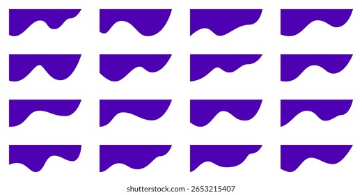 Certificate frame vector shape, wavy luxury header border. Curved cover design, corner divider for banner. Footer decoration bg, website separator. Bottom page ribbon flyer template. Blob form section
