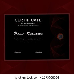 Certificate with futuristic high-tech swoosh wave design, beautiful and elegant.