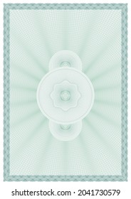 Certificate with gel mesh and frame, design for diploma, award document, background for securities protection, vector