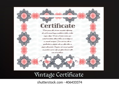 Certificate or gift coupon design in retro classic style