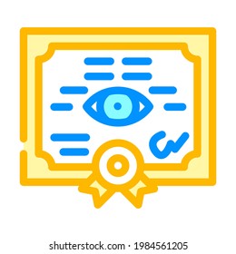 vector de icono de color de certificado de gafas. signo de certificado de gafas. ilustración de símbolo aislado