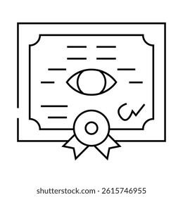 certificate of glasses line icon vector. certificate of glasses sign. isolated contour symbol black illustration