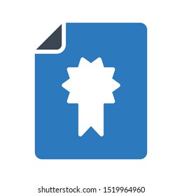 certificate glyph colour line vector icon