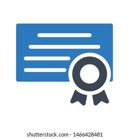 certificate glyph colour vector icon