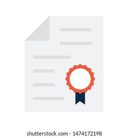 certificate glyph flat vector icon