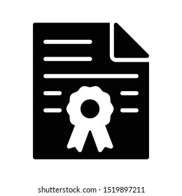 certificate glyph flat vector icon