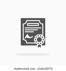 Certificate glyph icon. Can be used for digital product, presentation, print design and more.