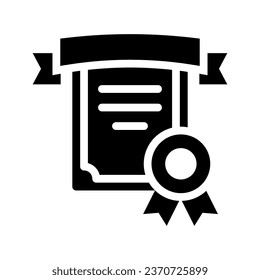 certificate glyph icon illustration vector graphic. Simple element illustration vector graphic, suitable for app, websites, and presentations isolated on white background