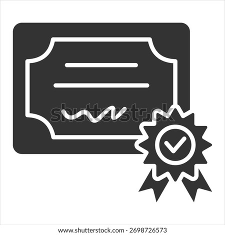 Certificate Glyph Icon Vector Illustration