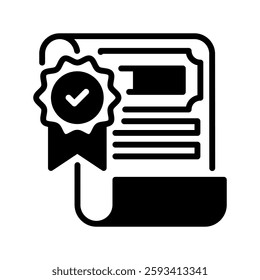 Certificate Glyph line icon. Universal creative premium symbol. Vector sign icon logo template. Vector illustration