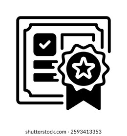Certificate Glyph line icon. Universal creative premium symbol. Vector sign icon logo template. Vector illustration
