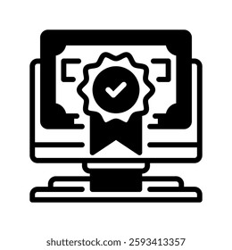 Certificate Glyph line icon. Universal creative premium symbol. Vector sign icon logo template. Vector illustration