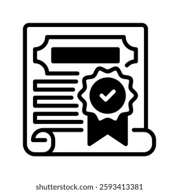 Certificate Glyph line icon. Universal creative premium symbol. Vector sign icon logo template. Vector illustration