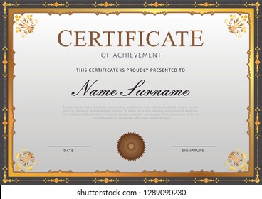 Certificate with gold border combination