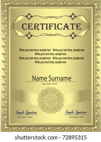 Certificate Gold frame  vector template