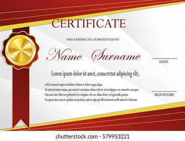 Certificate Gold Medal Template Fashionable Modern Stock Vector ...