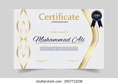 Certificate with gold Pattern Both side. Certificate vector style design for participant in event