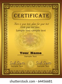 Certificate Gold Vertical vector template