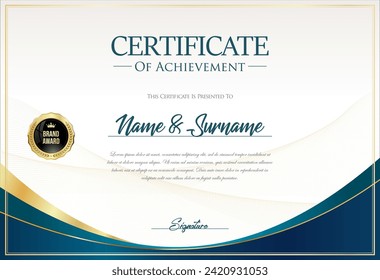 Certificate with golden seal and colorful design border 